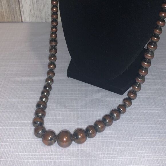 Vintage Korea Graduated Bronze Brass Beads on Chain Necklace 30” - Picture 3 of 10